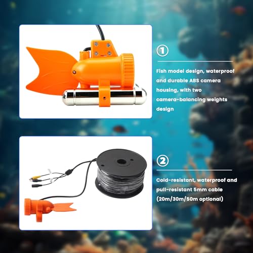 Image of DC12V 24LED1000TVL HD Underwater Camera Color Video Night Vision Fish Finder for Fishing Underwater Exploration with 24LED Night Vision (50 Meters Long)