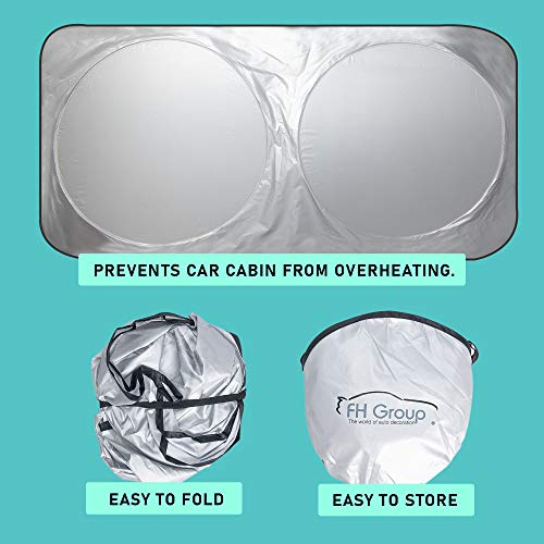 Image of FH Group Car Windshield Sun Shade - Foldable Reflective Sunshade with Penguin Print, UV Protection, Heat Blocker for Car, Truck, SUV - Medium 63 inch x 31 inch