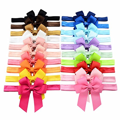 20Pcs Baby Girls Hair Bows and Headbands 4 Inch Grosgrain Ribborn Bows HairBands for Little Girls