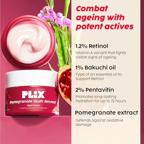 Image of PLIX Pomegranate Youth Renewal Face Care Combo | Juicy Cleanser & Retinol Cream | Reduces Fine Lines & Wrinkles | With Retinol GS 50, Bakuchi Oil & Pentavitin
