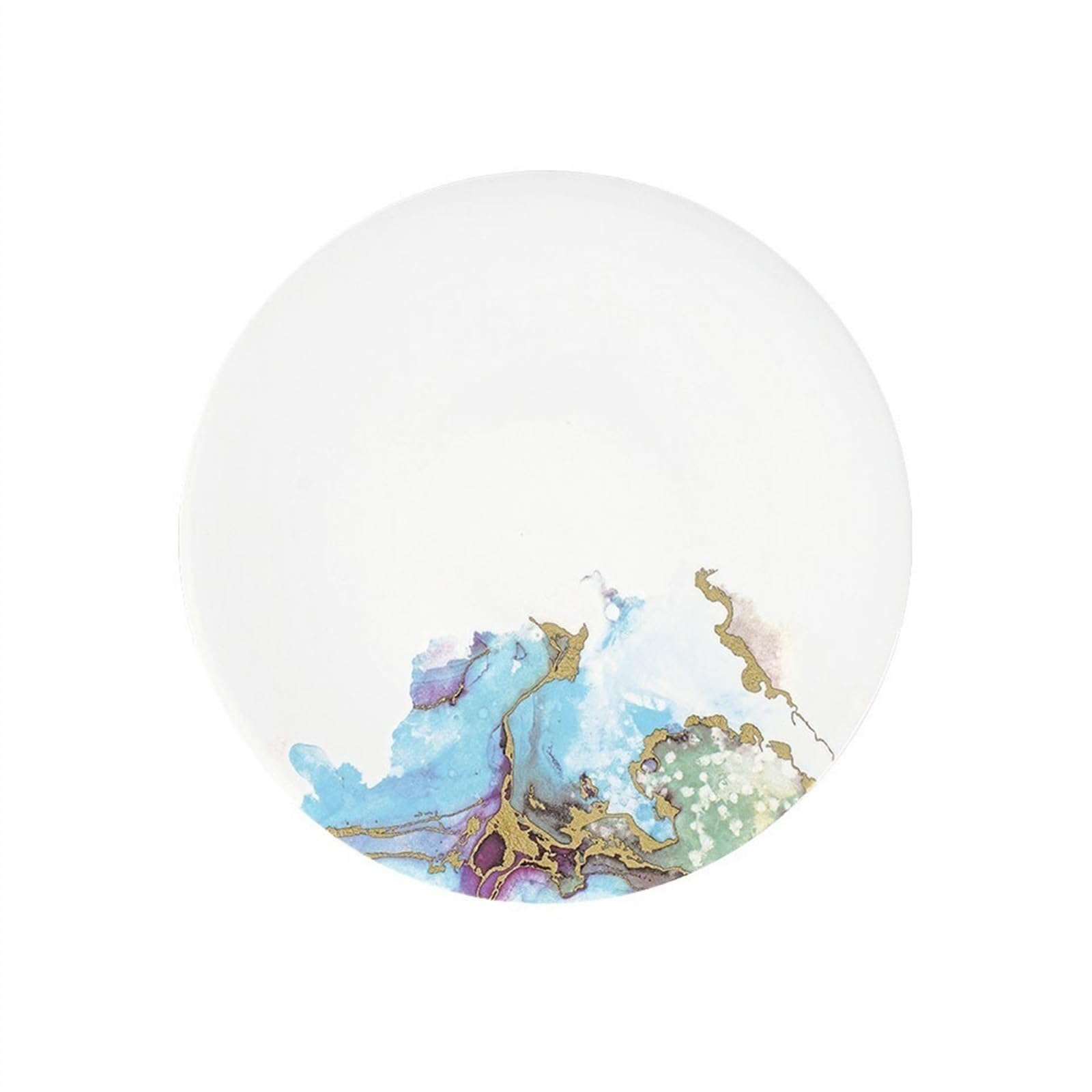 Assiettes Plates Vaisselle d'ambiance créative de 10.5 Pouces, Assiette Ronde en céramique for apéritif Gaspacho, Assiette de Service Ronde for hôtel Club-House Assiettes à Salade(A)