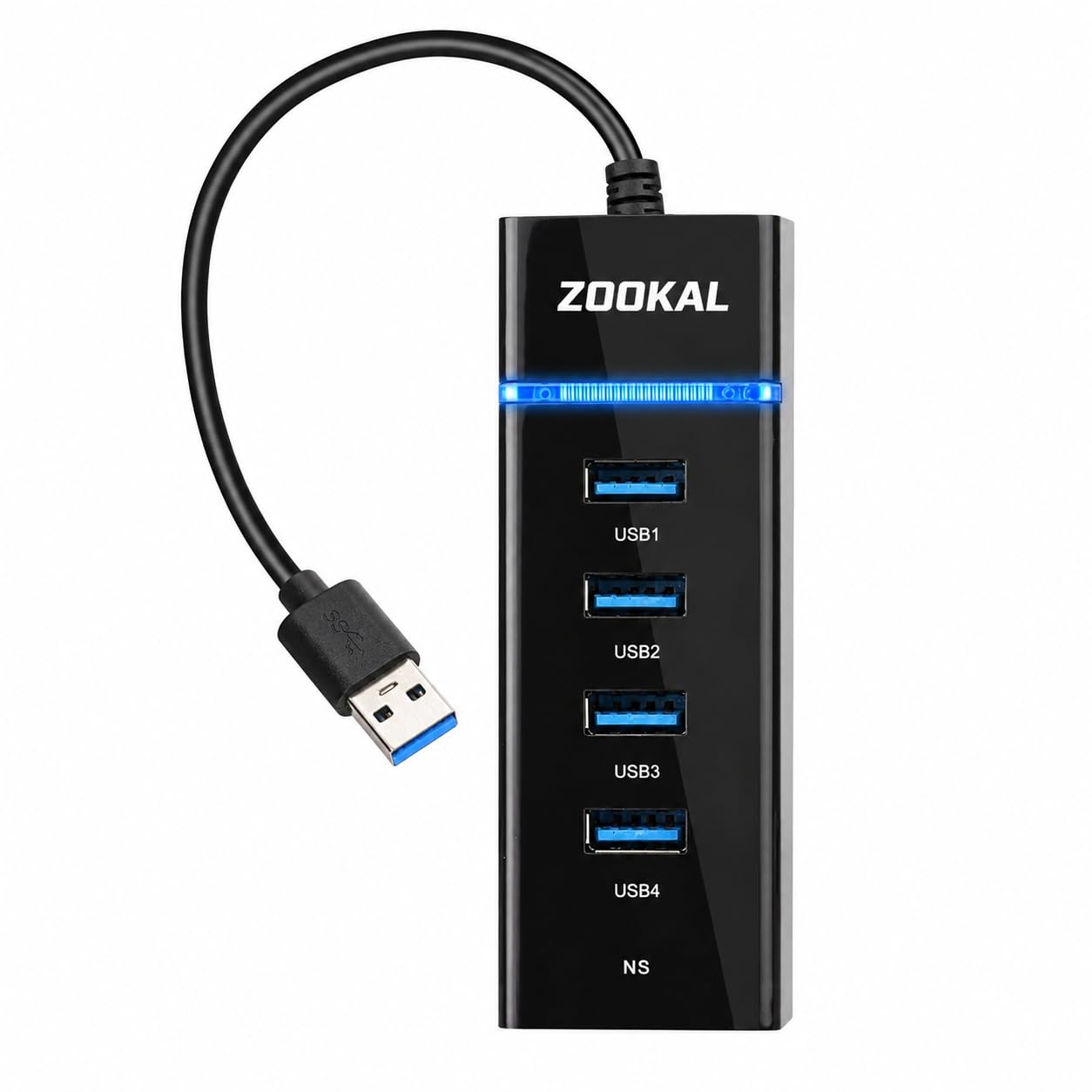 ZOOKAL 4-Port USB 3.0 Hub with LED Indicator, Black | Plug and Play, Blue LED Light, Compact Design, Bus Powered, Wide Compatibility-image-42