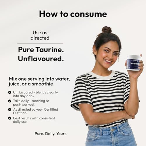 Image of AIWO Taurine Powder 100 g | 100% Pure Amino Acid Supplement | Supports Metabolic & Nervous System Wellness | Vegetarian & Gluten-Free