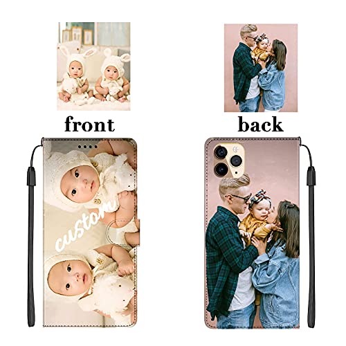 SISFIFWOW Personalized Custom Phone Wallet Case for iPhone 11 12 13 14 15 Plus Pro Max Case PU Leather Shockproof Flip Folio Leather Wallet Case Cover