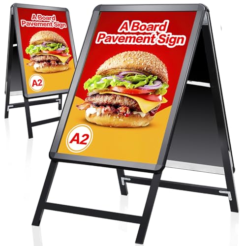 VAIIGO Panneau de Trottoir A2 - Stop Trottoir Extérieur, A-Board Double Face Porte-Affiche, Panneau Publicitaire sur Pied pour Restaurants, Parkings &...