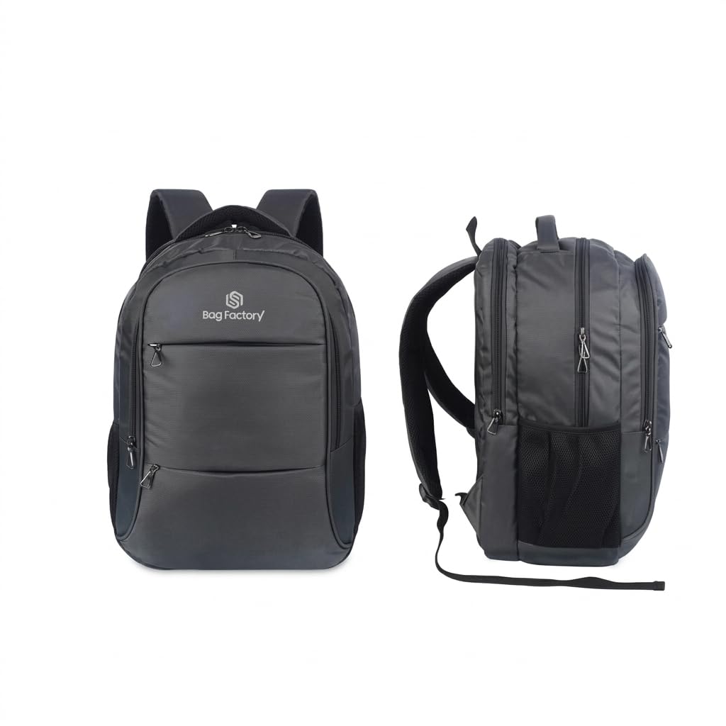 BAG FACTORY Drake 01 Laptop Backpack | Stylish & Durable Office/Travel Backpack | Padded Laptop Compartment | Spacious Multi-Pocket Storage | Comfortable Shoulder Straps (A.Blue)