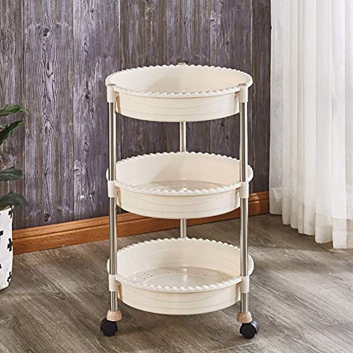Carro de plástico con ruedas 3 niveles 43X73 cm beige miniatura 2