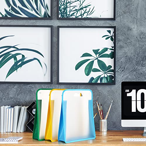 Image of 12 Pieces Scrapbook Paper Storage 12x12 Sheets Storage Paper File Scrapbook Paper Storage Organizer with Handle Expandable Craft Paper Storage for Documents Office Photos Cardstock File (Colorful)