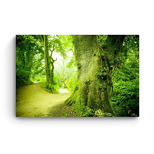 Startonight Canvas Wall Art - Fresh Green Forest, Trees Nature Landscape Picture For Living Room Large Photo Framed 32 X 48 Inches #TOP2