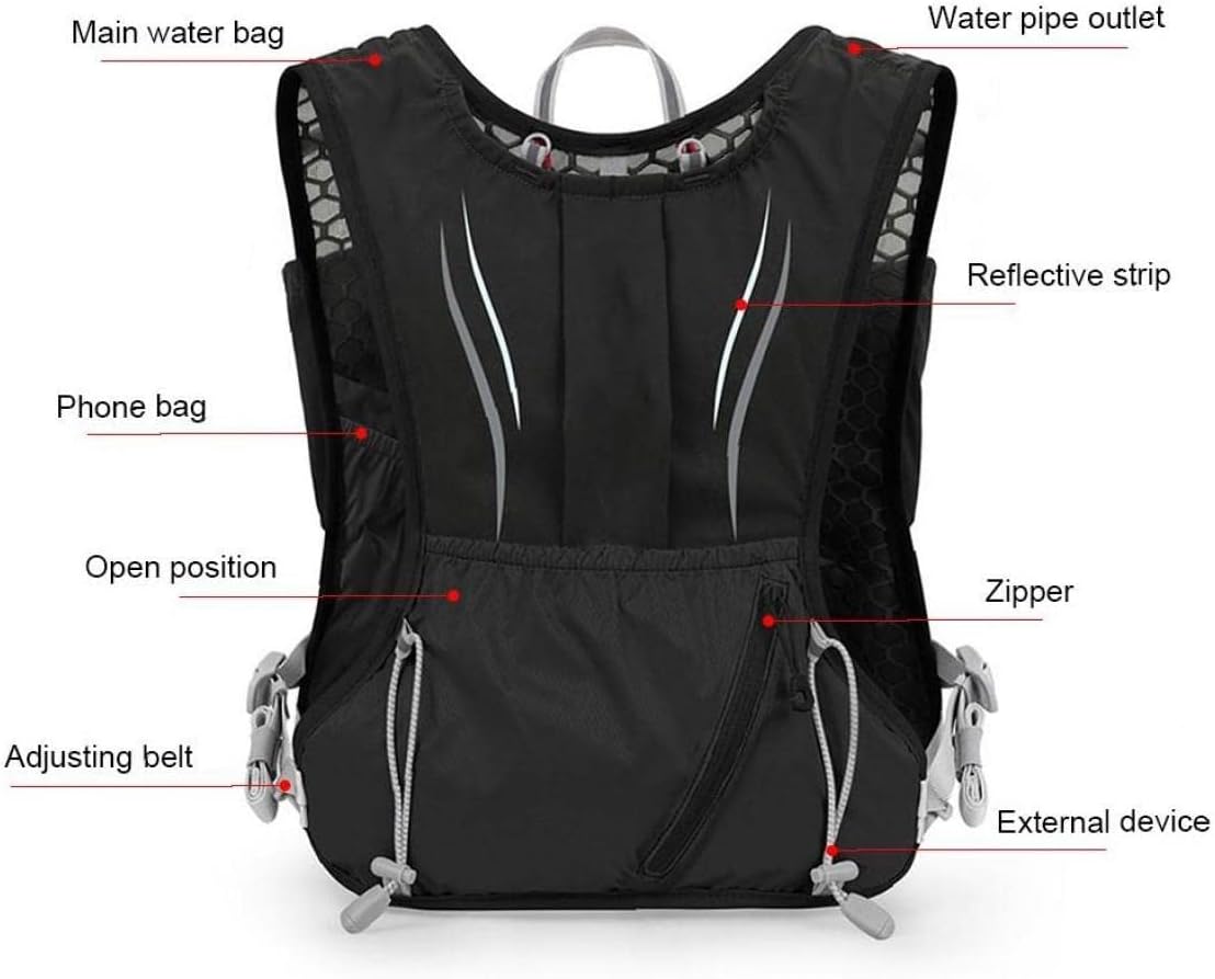 5l Running Hydration Vest Backpack Lightweight Trail Running Hydration Pack Hydration Vest Bag for Black 37x18x7.29cm