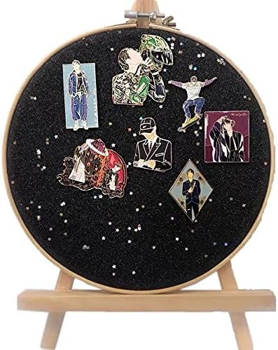 Gisela Shiny Star Brooch Display Storage Stand-Enamel Pin Holder Earrings Necklace Jewellery Organizer , Jewelry Collection Exhibit Board With Tripod (Pink)