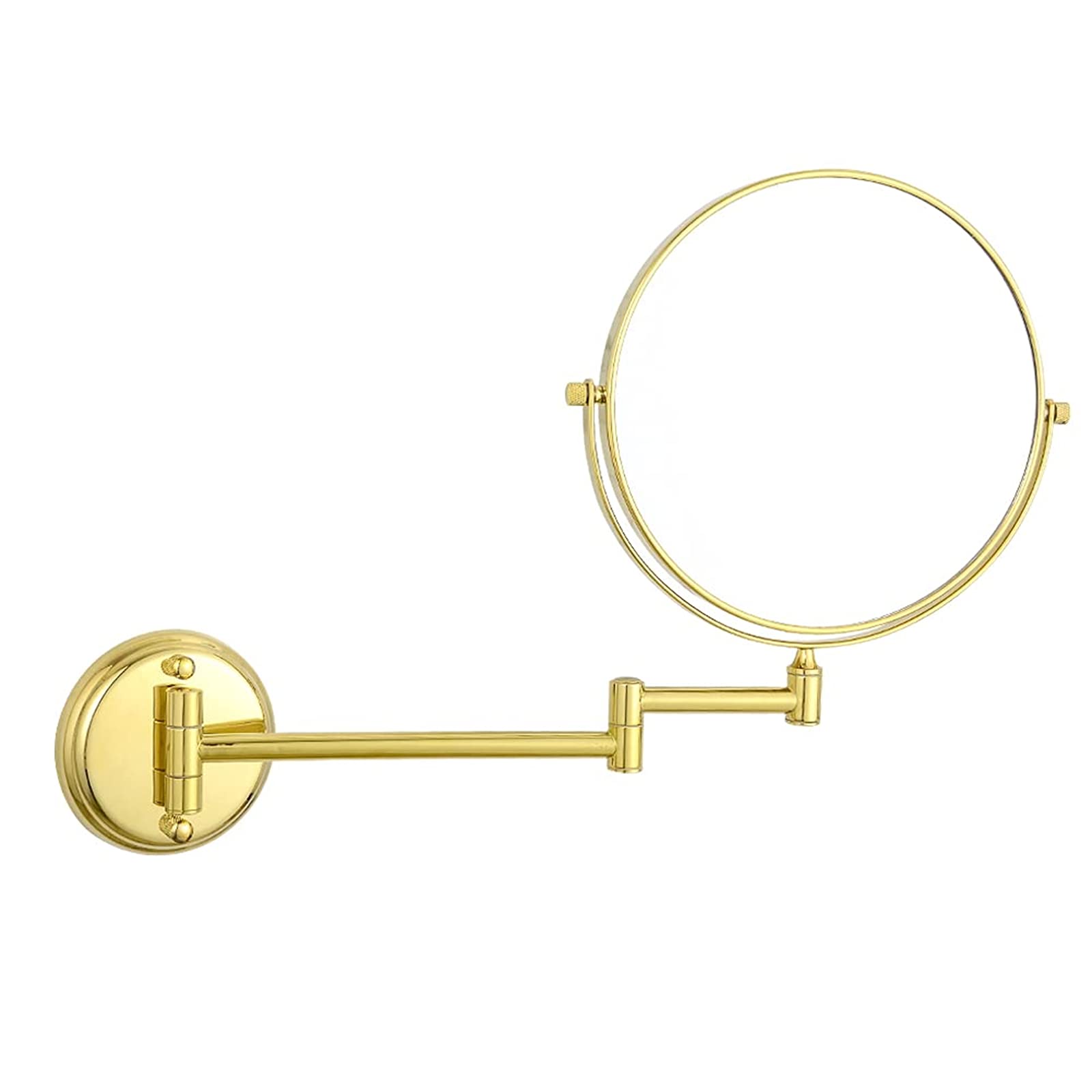Miroir de maquillage mural doré 8 pouces avec double face grossissante 3X et bras articulé