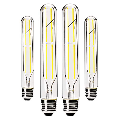 Bombillas LED T10 regulables, luz blanca diurna de 4000 K, bombilla tubular de 6 W, equivalente a 60 W, base mediana E26 de 600 lm, cubierta de vidrio transparente, 185 mm, paquete de 4