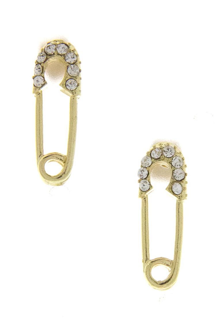 KARMAS CANVAS RHINESTONE SAFETY PIN EARRING
