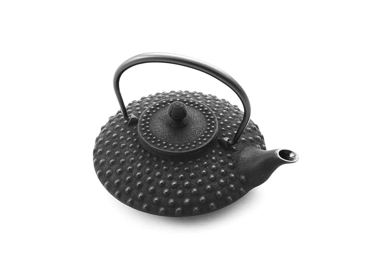 Iwachu Teekanne Gusseisen. Japanische Kyusu Hira Arare, Original, Schwarz 500ml, 0,5 Liter Sieb-Einsatz Edelstahl. Innen Emailliert