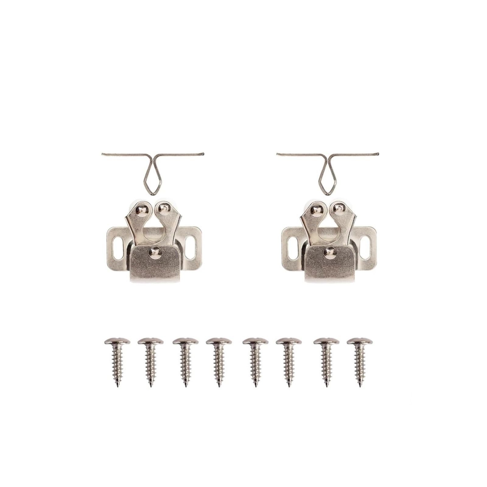 Iklaaqetbxps Nickel 2Pcs Antique Copper Double Roller Door Catches, Cabinet Cupboard Latch Stoppers With Striker And Screws(Nickel 2Pcs)