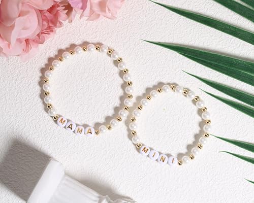 QqzsJewls Mama Mini Matching Heart Bracelets for Mother Daughter, Mother's Day Valentines Day Birthday First Day of School Kindergarten Gifts4