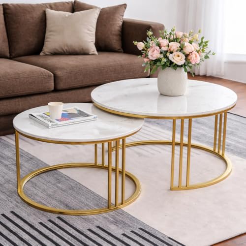 Image of Coffee Table Round Sofa Small Side Table Nesting Table, Modern Negotiation Tables Combination Table, Suitable for Living Room Bedroom Side Table