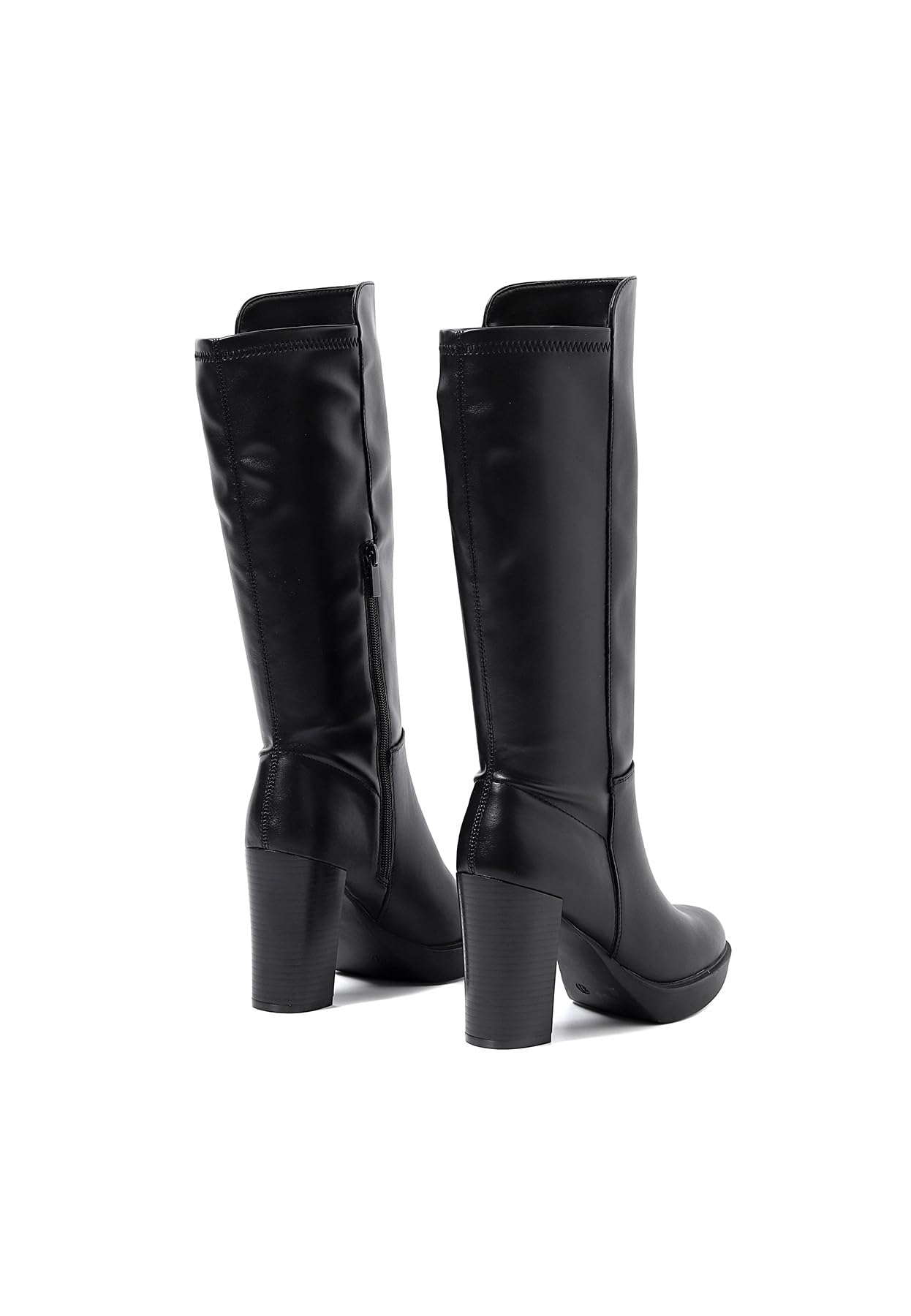 QUEEN HELENA Botas altas para mujer con tacón ancho y plataforma de punta redonda X27-124