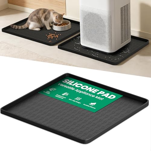 Portable Air Conditioner Silicone Mat: 20''x20''x0.7'' Waterproof Portable AC Drip Pan - Non-Slip Soft Drip Tray with Raised Edge - Ideal for Ice Maker Mini Fridges & Electrical Appliances - Black