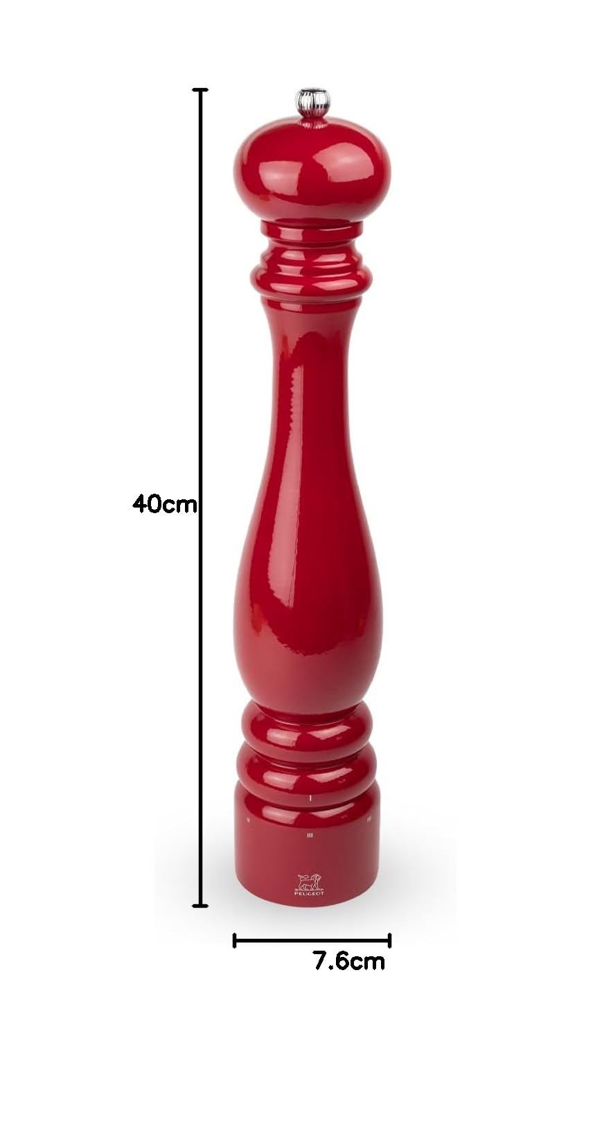 PEUGEOT - Macinapepe Paris u'Select - Macinapepe da 40 cm - 6 impostazioni predefinite - Realizzato in legno certificato PEFC - Made in France - Colore rosso passione lucido