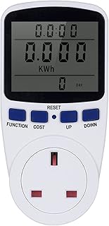 Andoer Socket Tester Electricity Usage Monitor LCD Display Electricity Usage Power Meter Socket Energy Watt Volt Amps Wattage KWH Consumption Analyzer Monitor Outlet- AC230V~250V