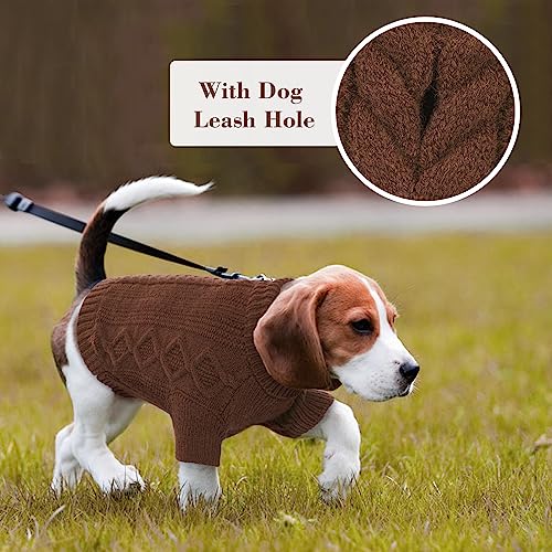 Hjumarayan Hundepullover Kleine Hunde - Schlicht & Elegant Hunde Pullover, Warm Hundepullover mit Geschirrloch, Schöner Hundepulli mit Beinen Hund Pullis für Chihuahua (Kaffee XS)