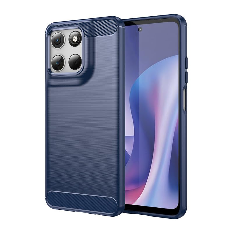 Image of Hybrid Carbon Fiber Back Case for Moto G67 Power 5G / G57 Power 5G (Blue)