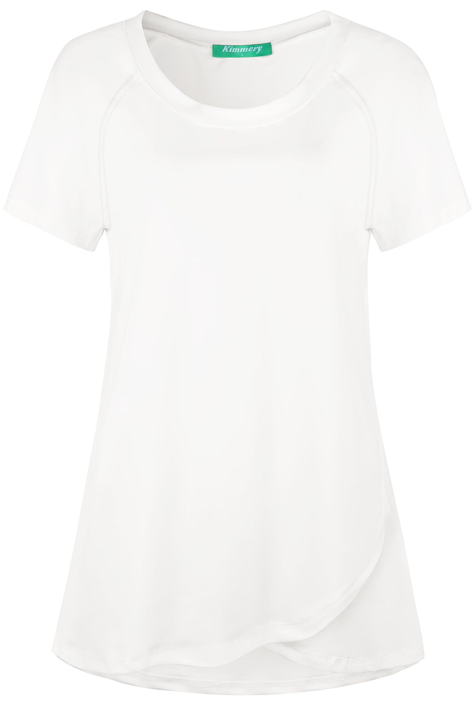 Kimmery Woman Raglan Sleeve Round Neck Irregular Hem Yoga Workout Shirt Sizes M-3XL