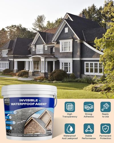 Image of Waterproof Sealant 70oz Clear, XFCA Transparent Waterproof Coating Water-Based Invisible Agent Roofs, Walls, Garden, Terraces Indoor & Outdoor