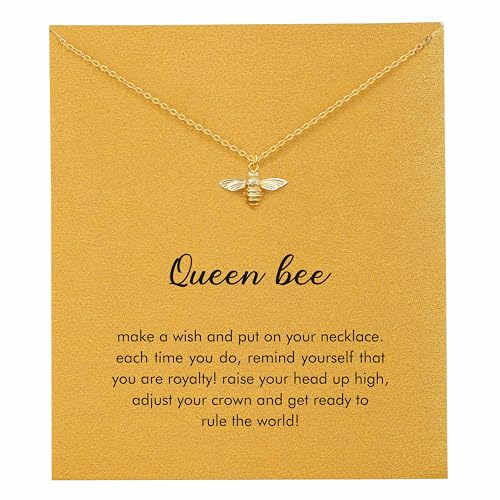 RZKING Funny Bee Gifts for Women Dainy Golden Bee Necklace Friend Birthday Gifts for Women (Bees)