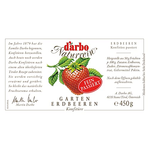 Darbo Naturrein - Garten Erdbeer Konfitüre fein passiert - 450 g