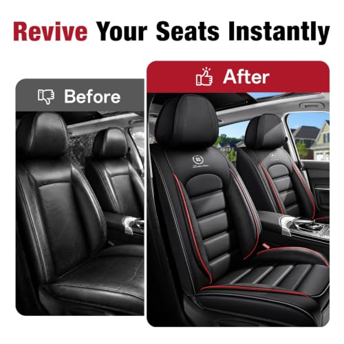 Image of Leather Front Seat Covers for Toyota Camry 2015-2026, Black-Red