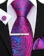Barry.Wang Herren Seiden-Paisley-Krawatten mit Taschentuch Manschettenknopf Krawattenset Feierliche Hochzeit 3PCS