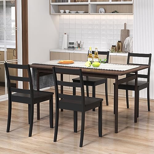 image for Giantex Wood Dining Chairs Set of 4 Black- Wooden Armless Kitchen Chai