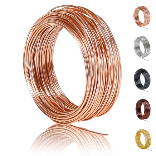 POPOYU 50m Aluminiumdraht,Basteldraht 1mm,Basteldraht Silber,Basteldraht Dünn,Metalldraht Skulptur,Basteldraht Aluminiumdraht Zum für Herstellung Bastelarbeiten,Bindedraht Skulpturen,Champagnergold