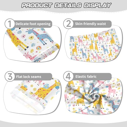 Colorful Cartoon Giraffe Girls Leggings Kids Yoga Pants Athletic Tights Pants 4-10 Years3