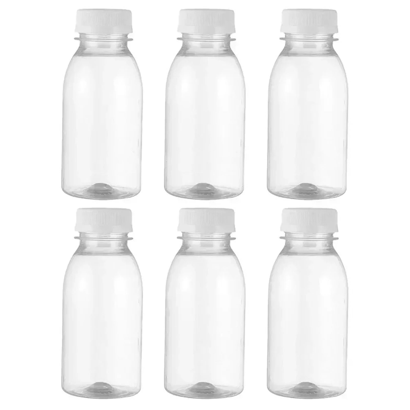 EnxJire Plastic Juice Bottles 6pcs Milk Bottles Small Juice Leakproof Portable Beverage Water Sealing Ginger shot for Kitchen
