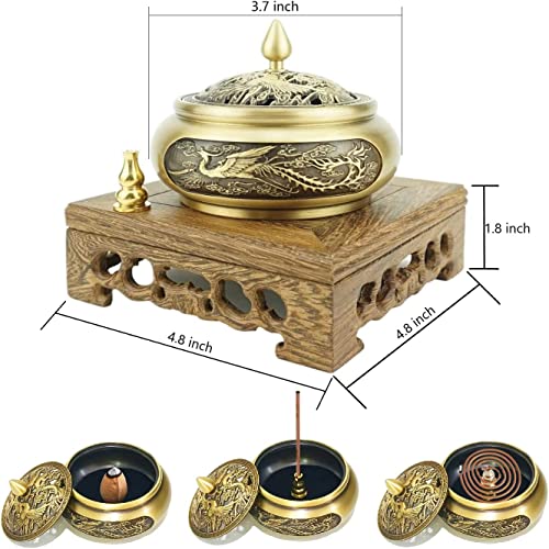 Funmaker Pure Copper Incense Holder Gift Set With Lid Indoor Incense Decoration - Sturdy Burner For Incense (Red) #TOP1