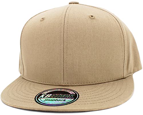 Image of KBETHOS Classic Snapback Hat Blank Cap Underbrim Cotton Wool Blend Flat Visor Adjustable Unisex