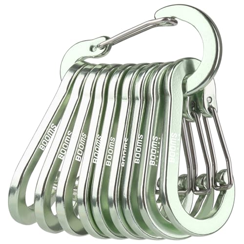 Booms CC5 Carabiner Clips 10-Pack 2.7in Aluminum Green