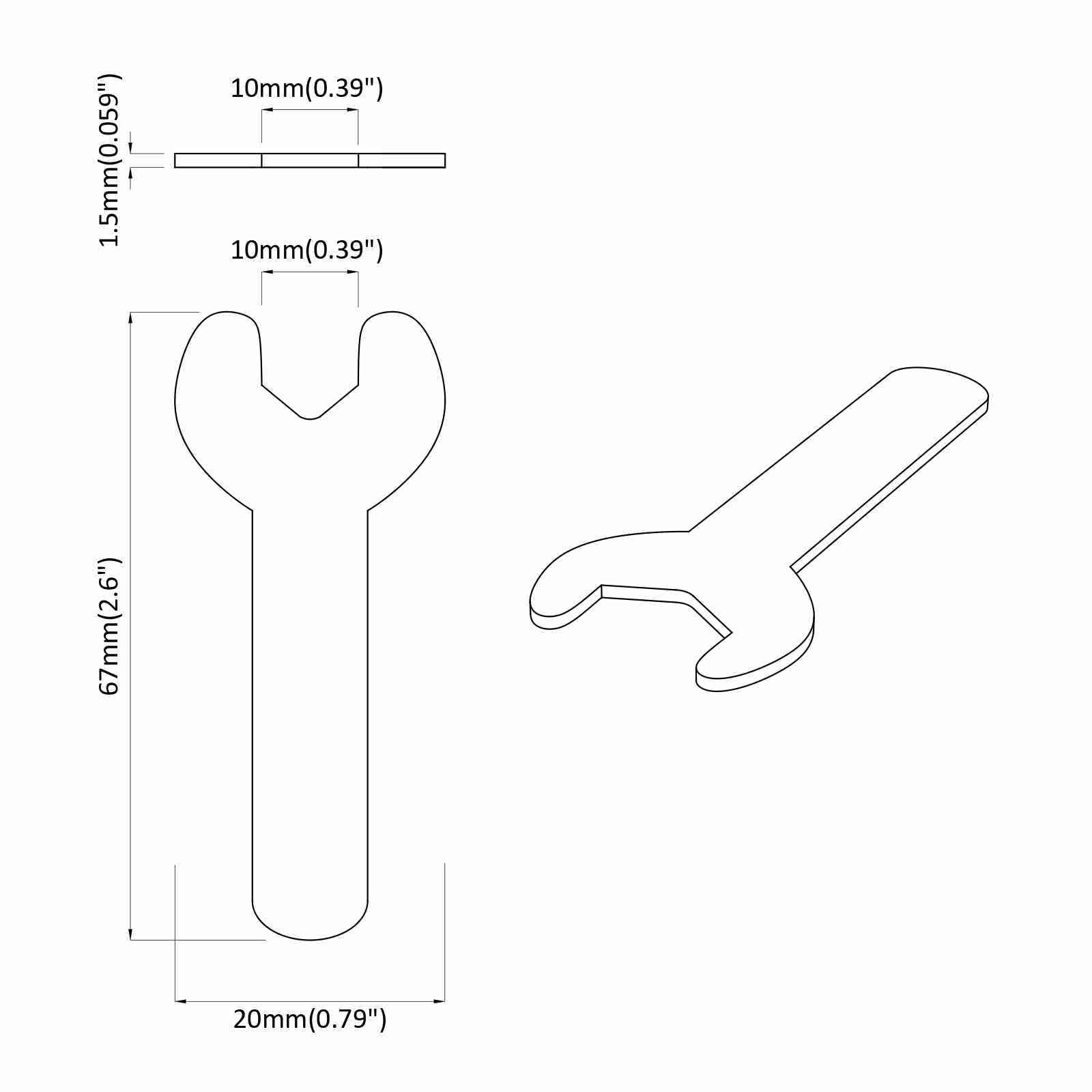 vidaXL Llave 2027 pcs Plateado 10 mm Hierro, Llave Inglesa Resistente, útil y precisa para ajustes rápidos, reparación Ligera en casa