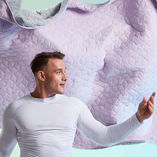 Sleep Zone Athletic Cooling Blanket Throw Size (50X60 Inches) For Hot Sleepers With Warm Jersey Cotton Side For Winter, Machine Washable Travel Camping Blanket (Light Purple+Grey) #TOP2