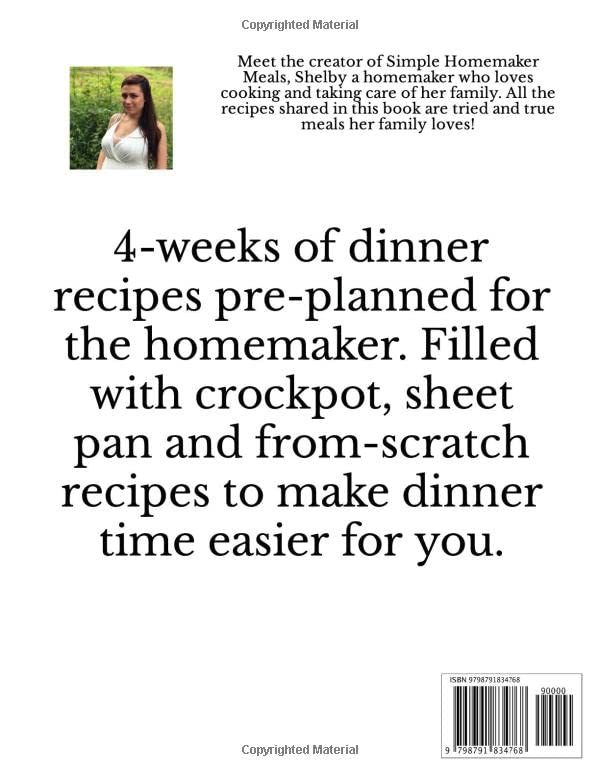 Vista 2 de Simple Homemaker Meals 4 Weeks Of Dinner Recipe Cookbook Crockpot, Sheet Pan, From Scratch and Budget Recipes