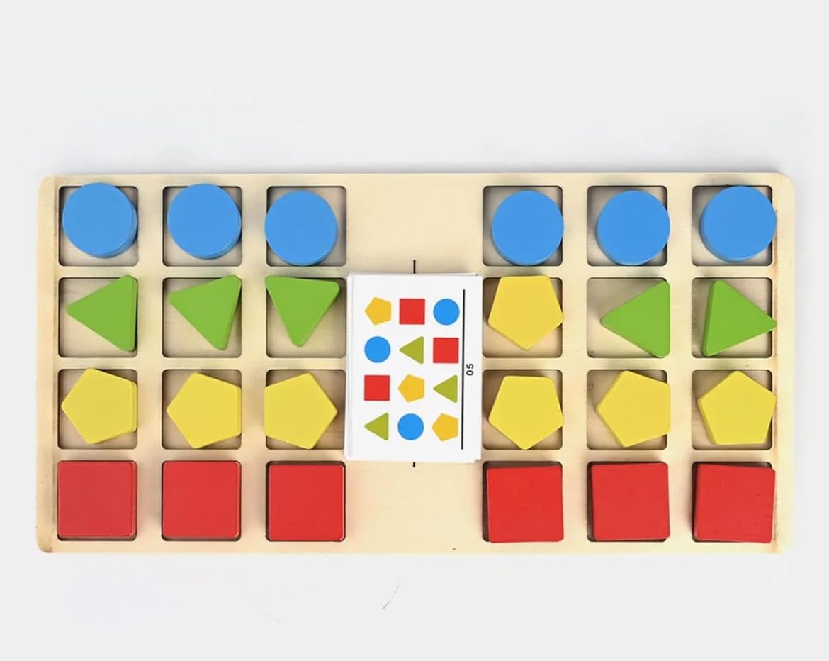 TOYARTSY Wooden Shape Color Puzzle – Multiplayer Game for Toddlers, Sliding Tiles to Match Patterns – Fun Puzzle Stacker for Early Childhood Learning & Development – Engaging Educational Toy for Kids 1
