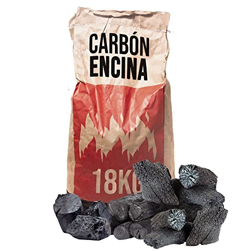 FLASHPRIX Carbón Encina 18kg Ideal para Barbacoas, Gran duración y Exquisito Aroma, Saco de 18kg