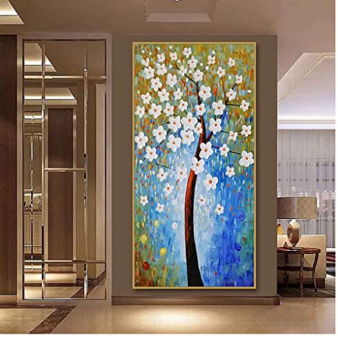 Toile arbre de richesse or pour habiller un grand mur vide de salon moderne
