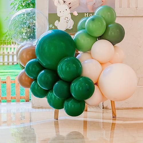 Image of 100pcs Dark Green Balloons, 12 inch Green Latex Party Balloons Helium Quality for Birthday Party, Dinosour Masquerade,Baby Shower,Wedding Christmas Party Decoration (with Ribbon)