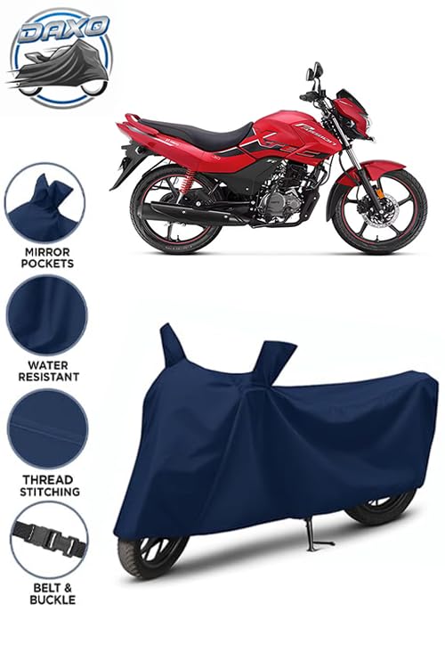 Image of Waterproof Bike Cover for Hero Passion Xtec | All Weather Protection from Rain, Dust, UV Rays & Scratches with Mirror Pockets & Buckle Belt | Passion Xtec Bike Cover