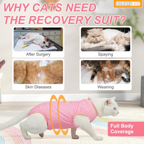 Image of BEAUTYZOO Cat Surgery Recovery Suit, Female Spay, Male Neuter, 2 Pack